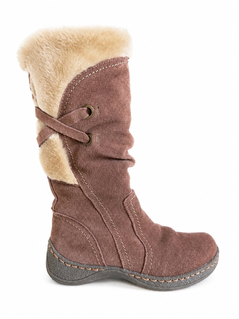 BareTraps Eventure Tall Suede Boots Faux Fur Warm Winter Shoes Brown Size 6